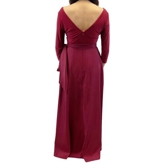 Alfred Sung Jersey Mikado Gown Dress Womens 4 Burgundy Formal Holiday Gala - Picture 13 of 13